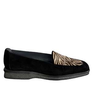 Stuart Weitzman Black Brown Tan Zebra Animal Hair Loafers size 6